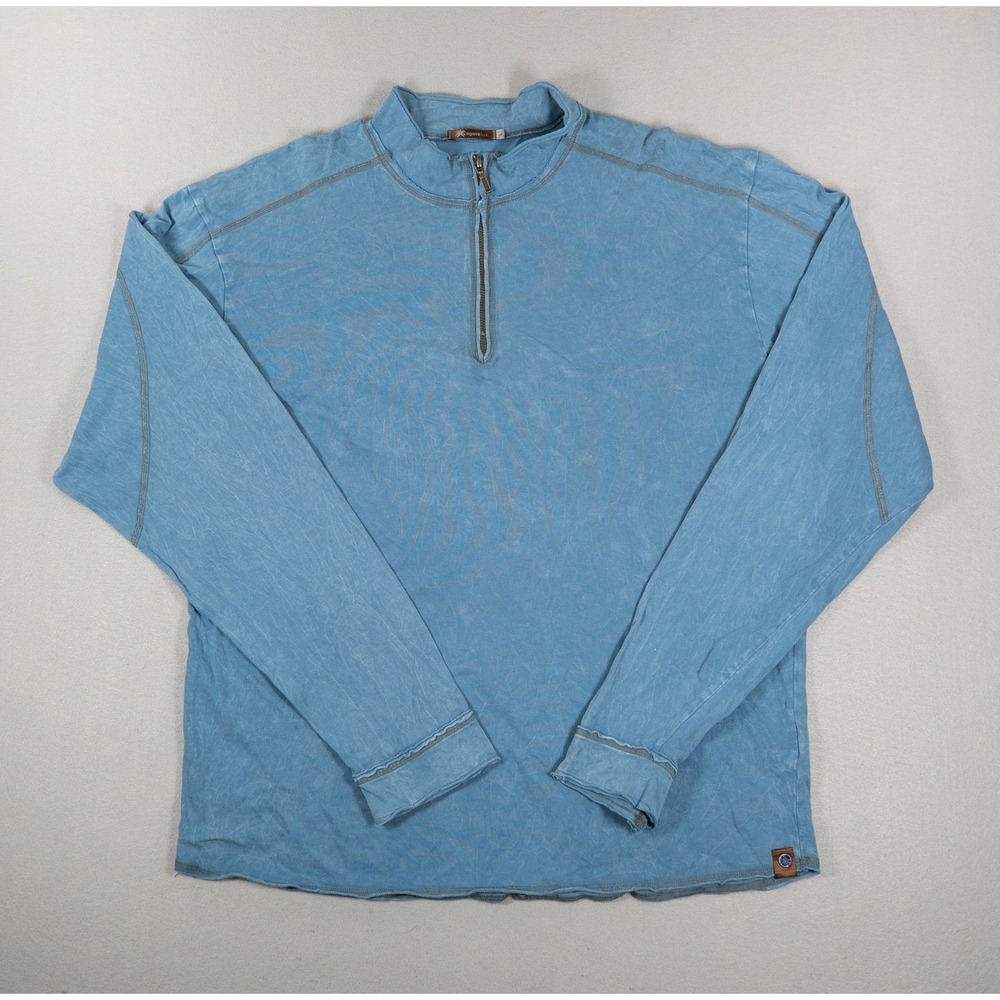 Agave Lux Mens Aspen L/S Quarter Zip Supima Cotton Blue Large Classic Cut K-1101